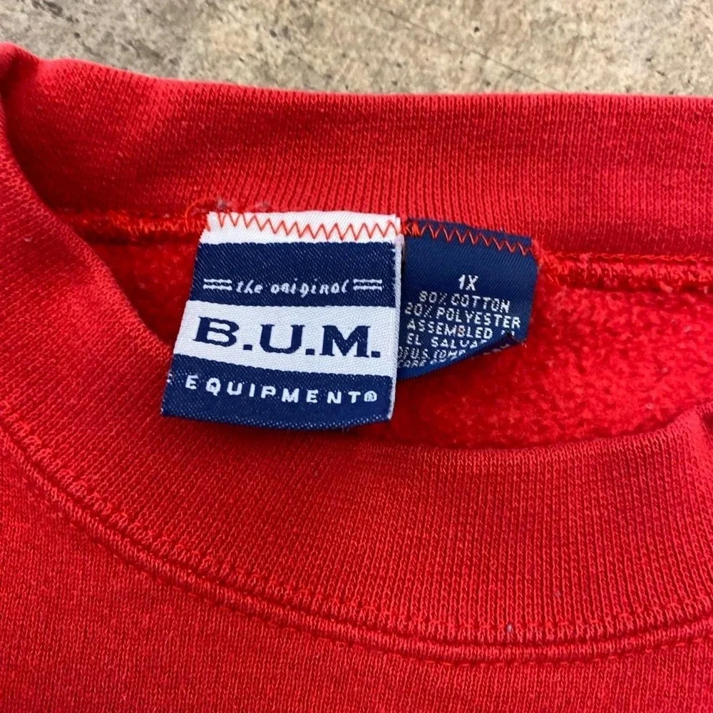 Vintage Y2K Bum Equipment Academy Red Crewneck Sweatshirt Size XL